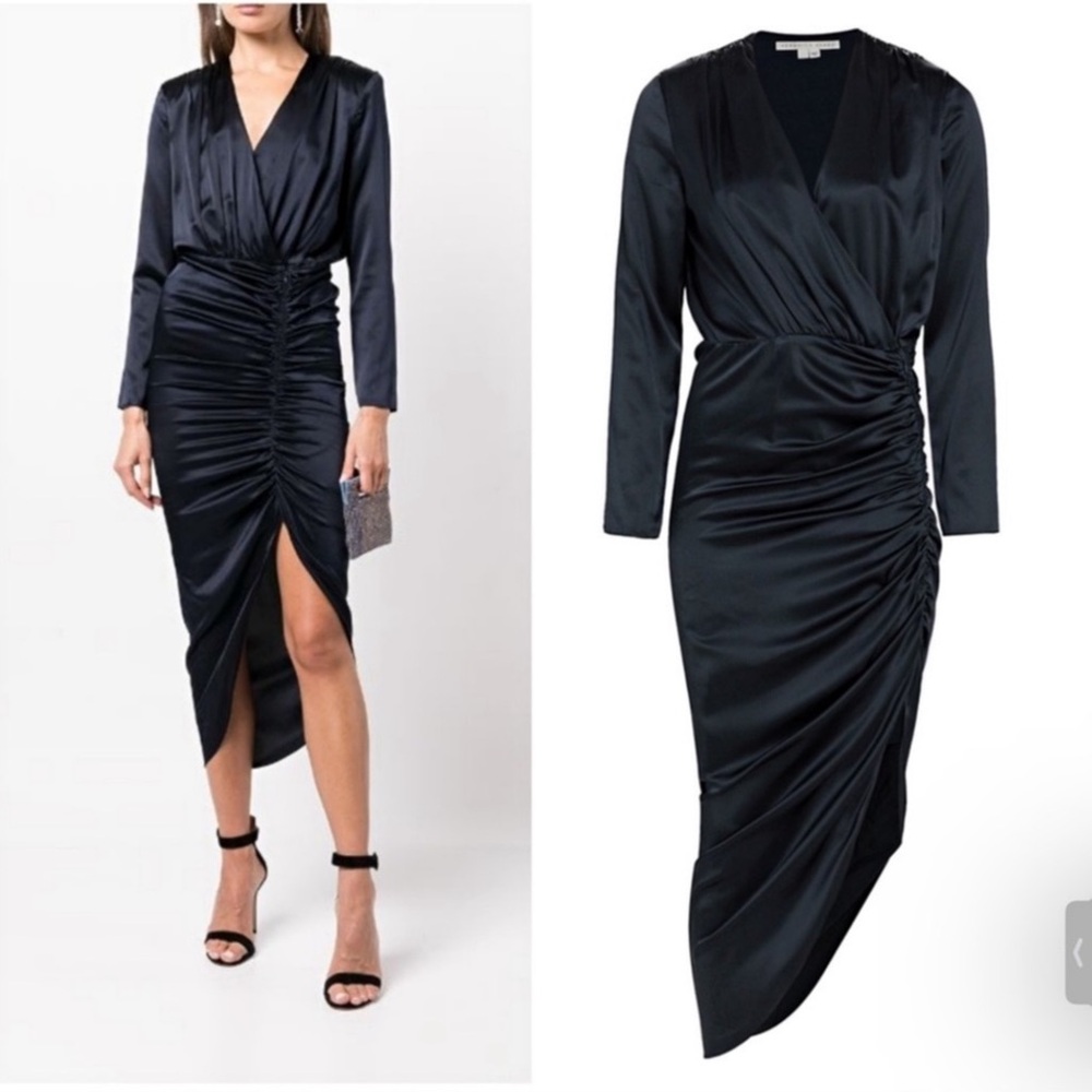 Veronica Beard Cameri Ruched Silk Midi Dress Sz 8 - image 1